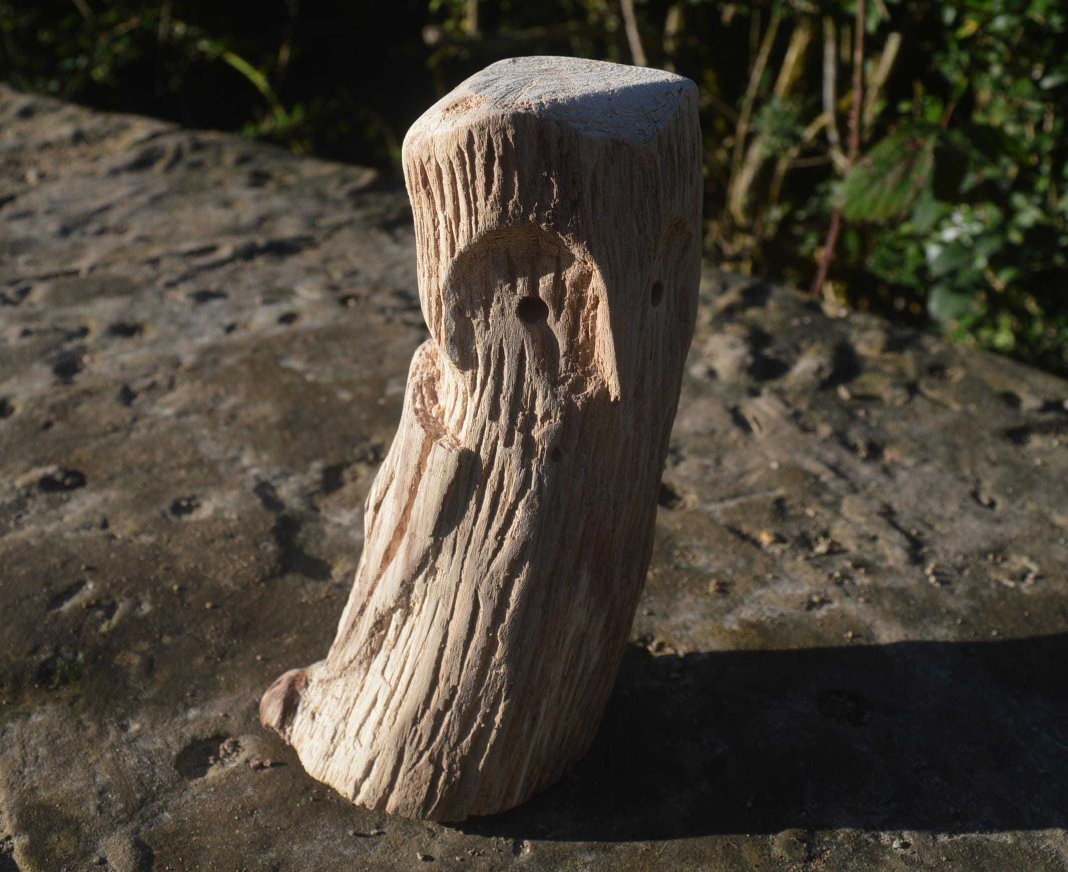 Owl Wood Carving Original Bird Hand Carved Sculpture Figurine Natural Display Piece