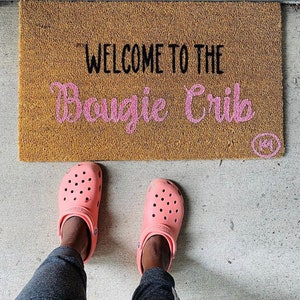 Welcome To The Bougie Crib Mat-Pink Mat | Bougie Crib | girly doormat | cute doormats| funny doormat | housewarming gift | Pink home decor