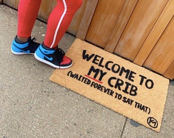 Welcome to my crib Mat doormat| College| Dorm decor| First home