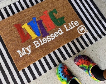 Living My Blessed Life MAT | Living single doormat | front door mat | black and proud| 90s