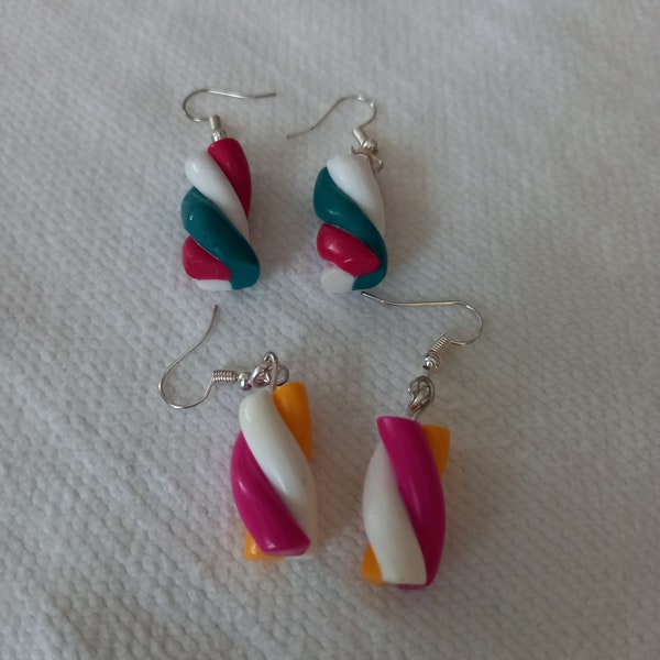 Boucles d'oreilles  guimauve boucles d'oreilles en fimo boucles d'oreilles bonbon