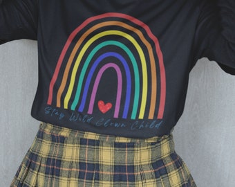 Clowncore Rainbow T-Shirt: Stay Wild Clown Child Tee