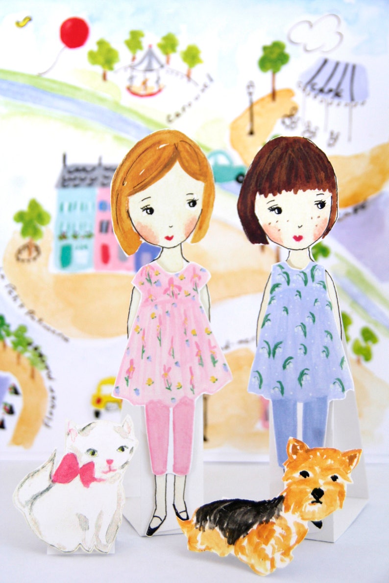 Pierrette's Paris Paper Doll Background and Clothes Set Etsy