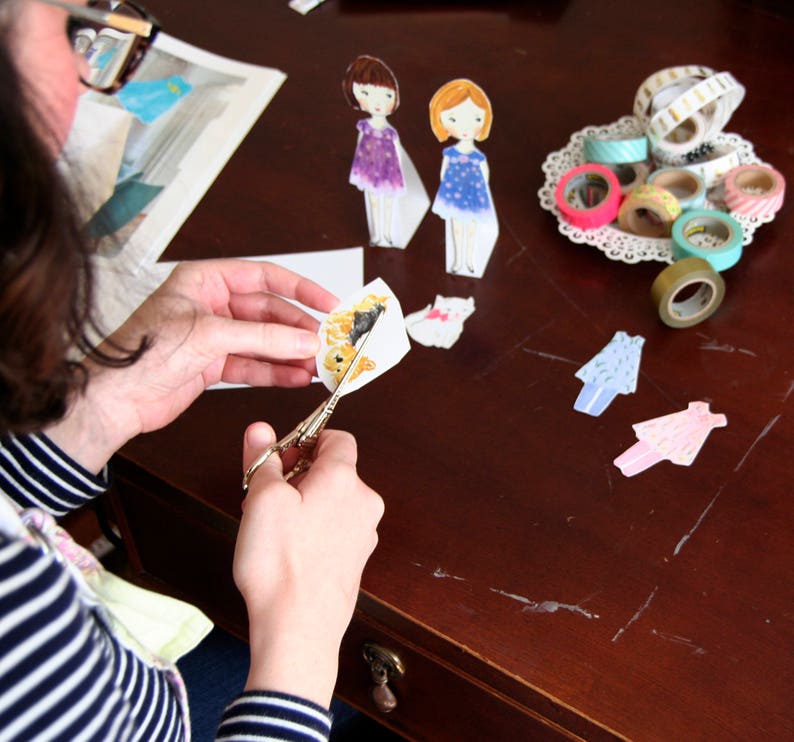 Pierrette's Paris Paper Doll Background and Clothes Set Etsy