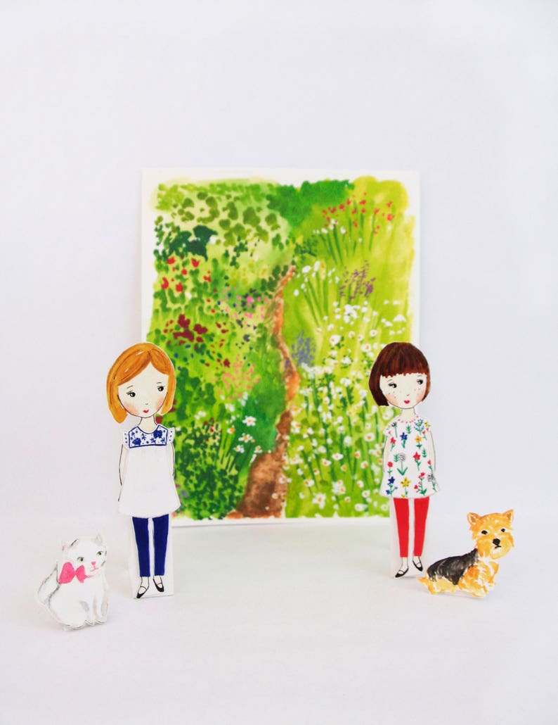 Paris Garden Paper Doll Background and Clothes Set Etsy