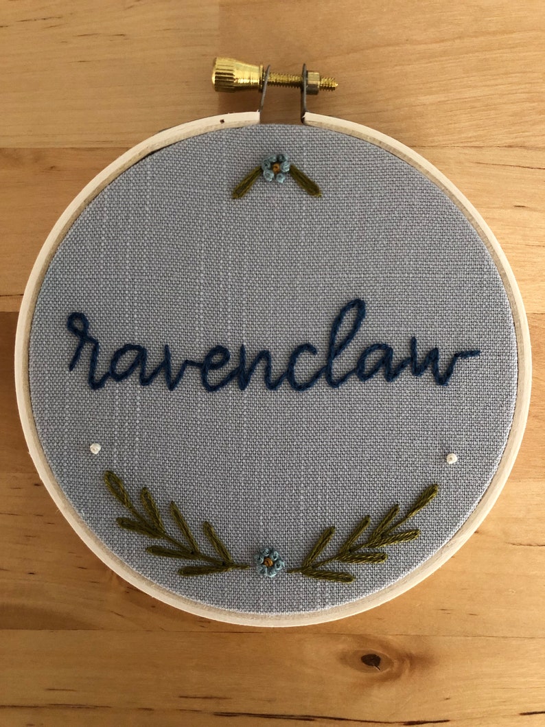 Harry Potter Hand Embroidery Hogwarts Houses Floral Wall Etsy