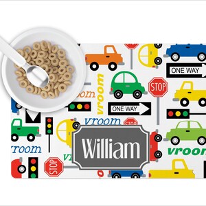 Personalized Trucks Placemat, Kids Placemat, Customized Placemats For Kids, Personalized Gift For Kids, Custom Kid Gift, Table Placemat