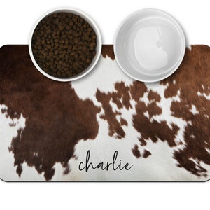 Personalized Pet Placemat, Printed Design Cowhide Pet Feeding Mat, Pet Place Mat, Custom Pet Mat, Pet Gifts, New Pet Gift, Puppy Feeding Mat