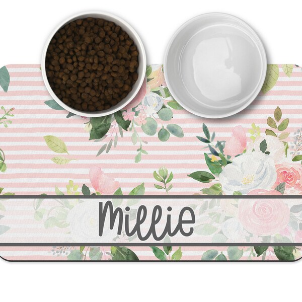 Personalized Pet Placemat, Floral Pet Feeding Mat, Pet Place Mat, Custom Pet Mat, Custom Pet Gifts, New Pet Gift, Puppy Feeding Mat