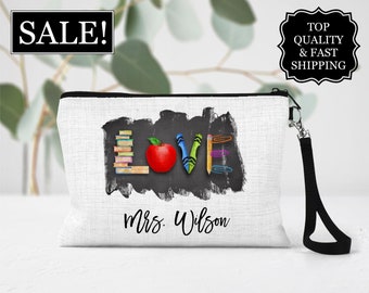 Teacher Appreciation Gift, Personalized Teacher Gift, Teacher Makeup Bag, Teacher Classroom Bag, Zipper Pouch, Pencil Bag