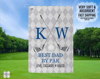 Best Dad By Par Golf Towel, Father's Day Gift, Golf Gift For Dad, Personalized Dad Golf Towel, Custom Towel For New Dad, Best Dad Golf Gift