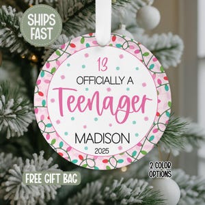 Officially A Teenager Ornament, 13th Birthday Ornament, Personalized Teenager Ornament, Teenager Keepsake
