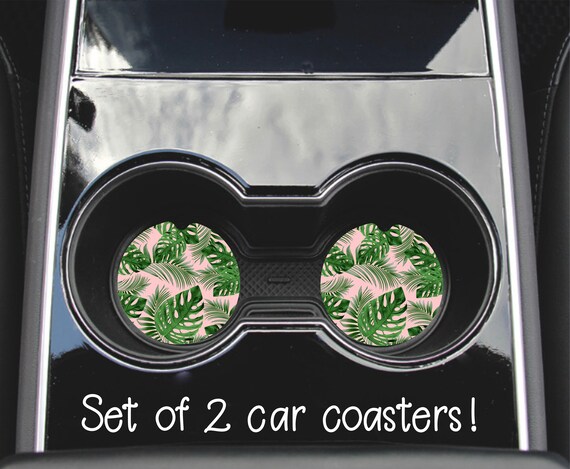 Sandstone Coaster Green Car Coaster Car Coaster Hawaiian Coaster Palm Leaves Coaster Tropical Car Coaster Coaster Set Option