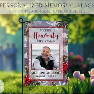 Christmas Memorial Garden Flag, In Loving Memory Of, Sympathy Flag,  Commentary Garden Flag, Memorial Gift, Memorial Flag, Funeral Gift