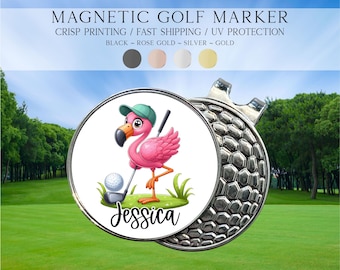Marcador de pelotas de golf Flamingo, Regalos de marcadores de golf para ella, Regalo de golf personalizado, Marcador de golf a medida, Regalo para amantes del golf, Regalo de golf Flamingo
