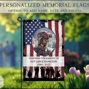 Military Memorial Garden Flag, In Loving Memory Flag, Sympathy Flag, Commentary Flag, Memorial Gift, Veteran Memorial Flag, Funeral Gift