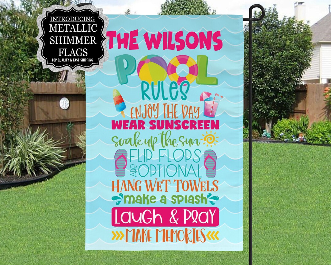 Personalized Pool Rules Flag, Pool House Flag, Pool Garden Flag, Pool