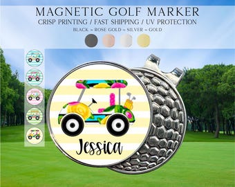 Personalized Golf Cart Golf Marker, Golf Marker and Clip Set, Custom Golf Gifts For Her, Custom Golf Marker, Golfing Accessory