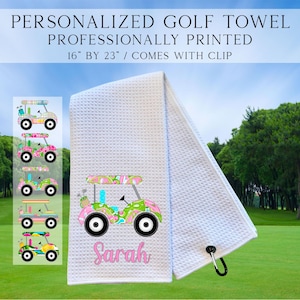 Personalized Golf Cart Towels, Custom Golf Towels For Her, Ladies Golf Towel, Gift For Golfer, Custom Golf Towel, Personalized Golf Gifts Golf Cart 3