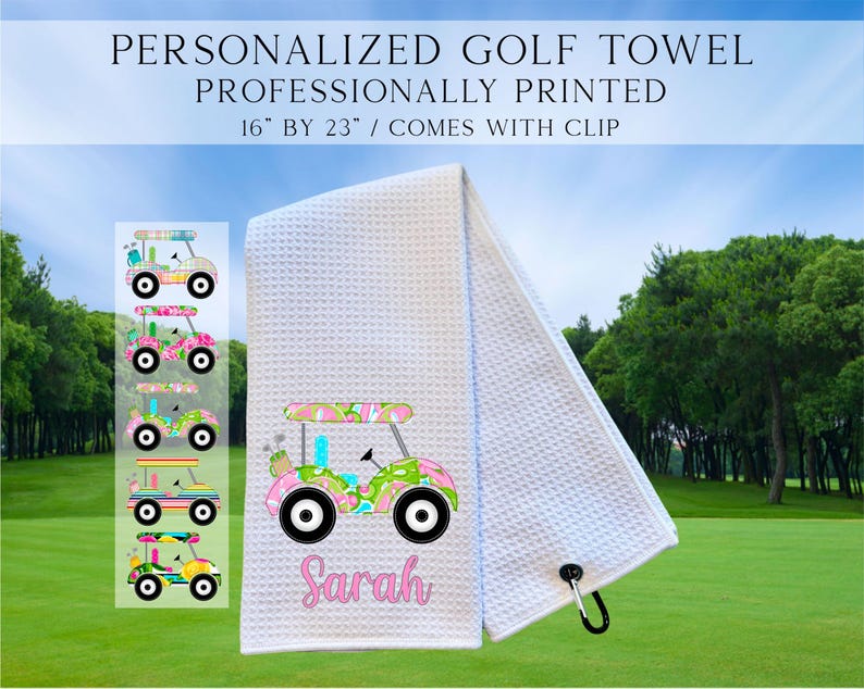 Personalized Golf Cart Towels, Custom Golf Towels For Her, Ladies Golf Towel, Gift For Golfer, Custom Golf Towel, Personalized Golf Gifts Golf Cart 3