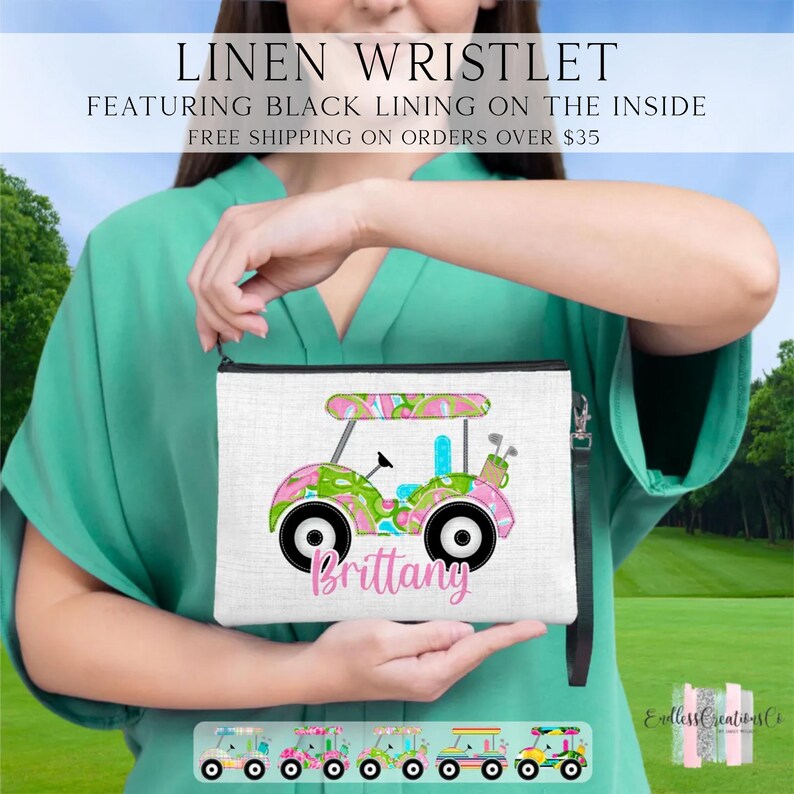 Golf Cart Wristlet, Personalized Golf Cart Bag, Golfing Gift Ideas, Custom Golf Cart Bag, Golf Toiletry Bag, Golf Wristlet, Golf Gift Golf Cart 3