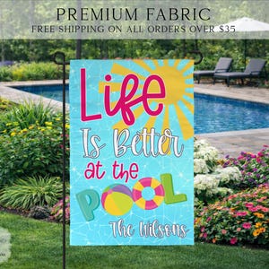 Personalized Welcome Pool Flag, Pool House Flag, Pool Garden Flag, Pool Decor, Entry Flag, Yard Decor, Housewarming Gift
