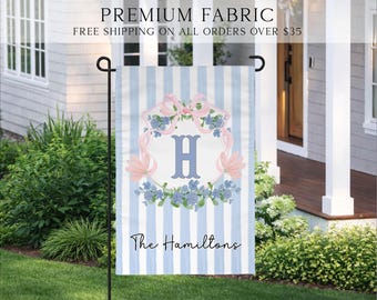 Summer Garden Flag, Grandmillennial Porch Flag, Cottagecore Pink Flag, Summer Garden Decor, Custom Garden Flag, Outdoor Garden Flag