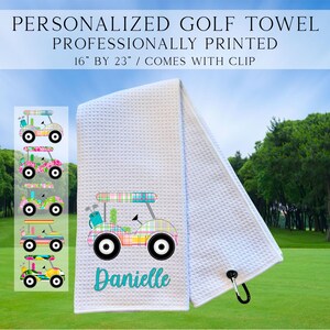 Personalized Golf Cart Towels, Custom Golf Towels For Her, Ladies Golf Towel, Gift For Golfer, Custom Golf Towel, Personalized Golf Gifts Golf Cart 1