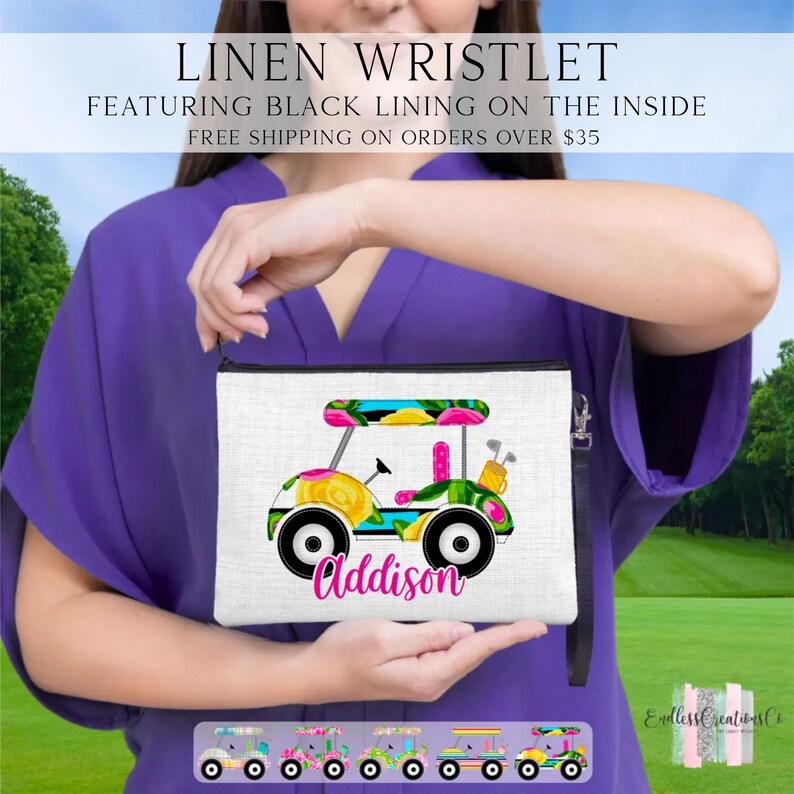 Golf Cart Wristlet, Personalized Golf Cart Bag, Golfing Gift Ideas, Custom Golf Cart Bag, Golf Toiletry Bag, Golf Wristlet, Golf Gift Golf Cart 5
