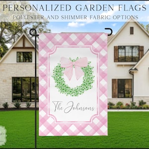 Summer Garden Flag, Grandmillennial Porch Flag, Cottagecore Pink Flag, Summer Garden Decor, Custom Garden Flag, Outdoor Garden Flag