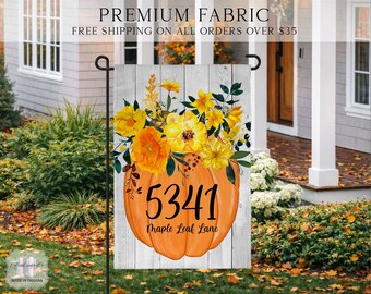 Address Pumpkin Flag, Autumn Garden Flag, Fall Garden Flag, Porch Decor, Entry Flag, Yard Decor, Housewarming Gift