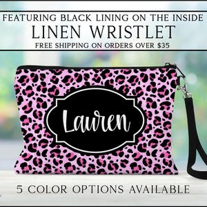 Leopard Wristlet, Leopard Print Cosmetic Bag, Animal Print Make Up Bag, Gift Ideas For Her, Custom Leopard Print Bag