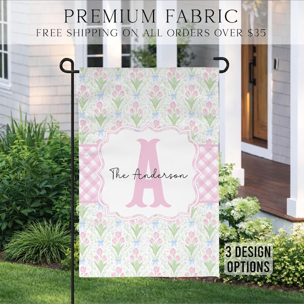Summer Garden Flag, Grandmillennial Porch Flag, Cottagecore Pink Flag, Summer Garden Decor, Custom Garden Flag, Outdoor Garden Flag