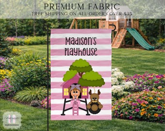 Girls Clubhouse Flag, Kids Tree House Flag, Kids Fort Flag, Kids Personalized Flag, Boy Fort Flag, Yard Decor, Clubhouse Decor