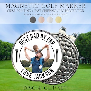 Marcador de golf con foto, marcador de golf "Mejor papá por par", ideas de regalo para el Día del Padre, marcador de golf personalizado, accesorio de golf, marcador de golf personalizado imagen 6
