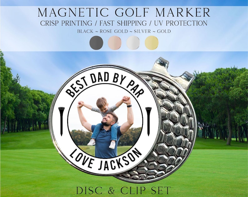 Marcador de golf con foto, marcador de golf "Mejor papá por par", ideas de regalo para el Día del Padre, marcador de golf personalizado, accesorio de golf, marcador de golf personalizado imagen 6