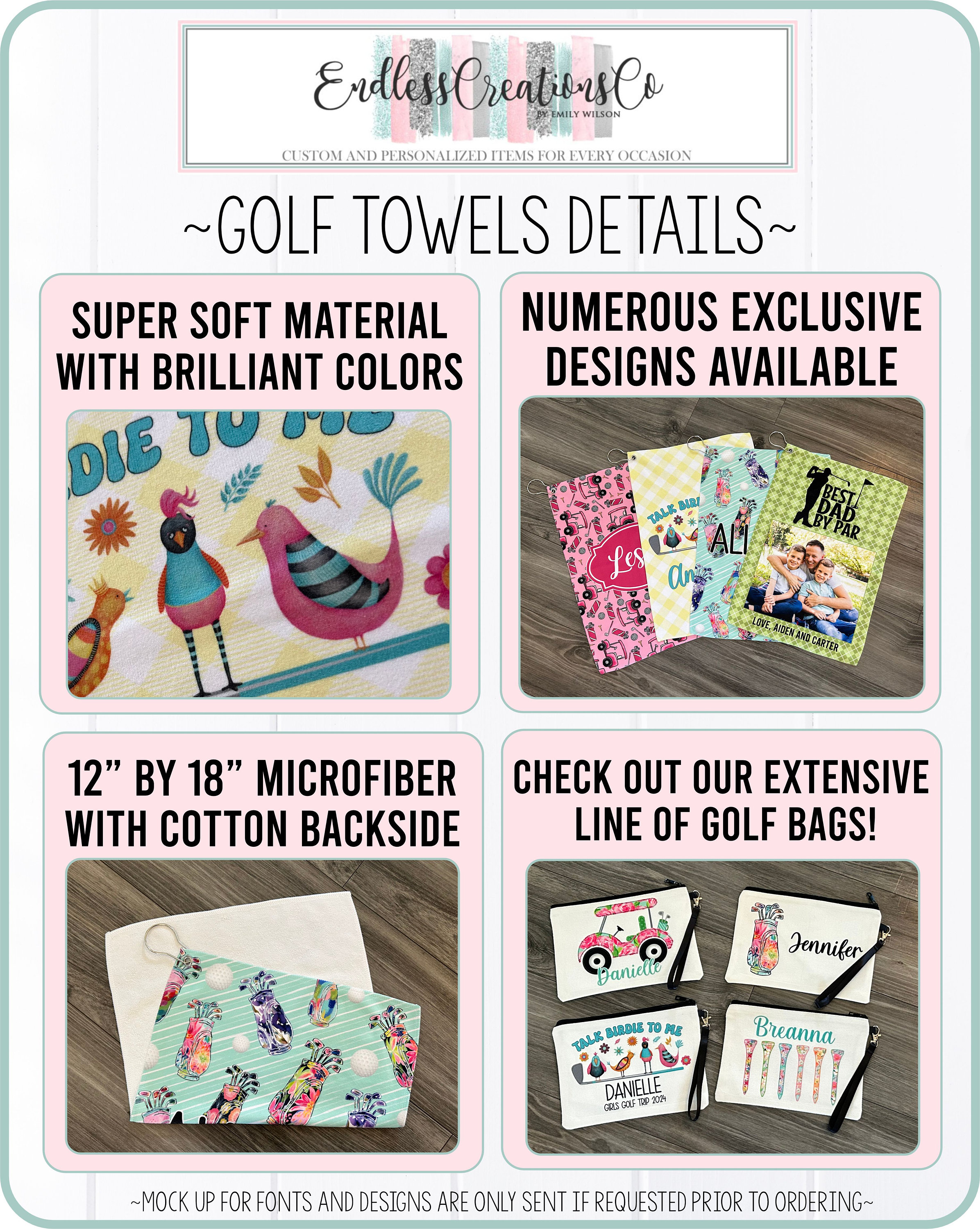 Personalized Pink Golf Cart Towel, Custom Golf Towels For Her, Ladies Golf Towel, Gift For Golfer, Custom Golf Towel, Personalized Golf Gift