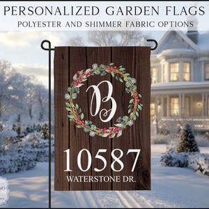 Address Winter Flag, Winter Garden Flag, Custom Address Garden Flag, Porch Decor, Entry Flag, Yard Decor, Housewarming Gift