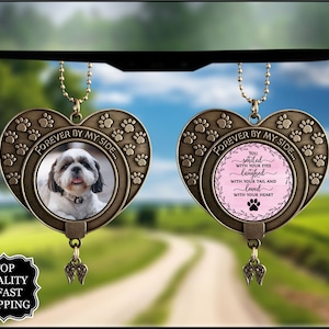 Custom Photo Pet Heart Memorial Hanging Charm, Rear View Mirror Charm, Personalized Memorial Ornament Charm, Custom Picture Charm