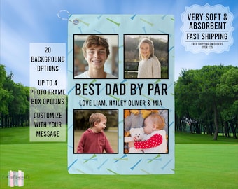 Personalized Photo Golf Towel, Best Dad By Par Golf Towel, Golf Photo Towel, Father's Day Gift, Golf Towel For Dad, Custom Golf Towel