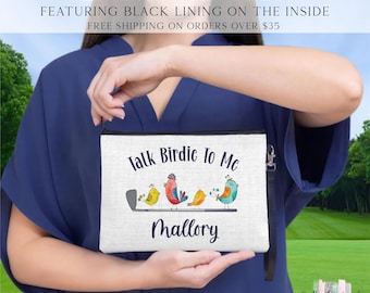 Talk Birdie to Me Wristlet, Golf Wristlet for Her, Funny Golf Gift, Small Zipper Pouch, Cute Golf Purse, Cart Accessory, Golf Zipper Pouch