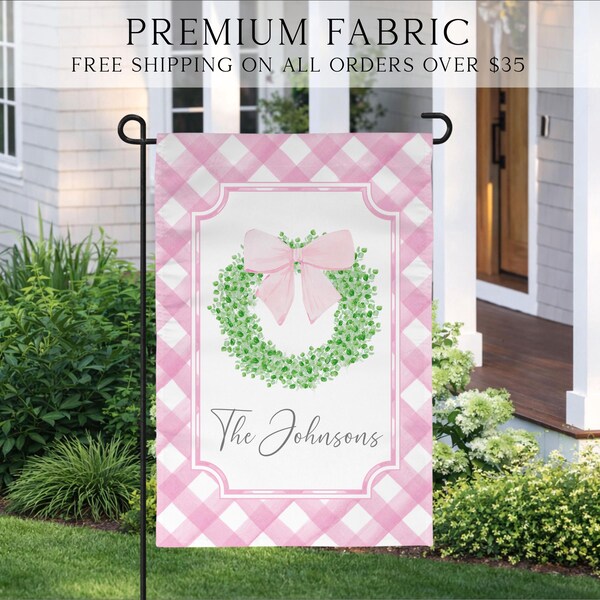 Summer Garden Flag, Grandmillennial Porch Flag, Cottagecore Pink Flag, Summer Garden Decor, Custom Garden Flag, Outdoor Garden Flag