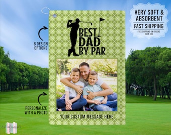 Best Dad By Par Golf Towel, Father's Day Gift, Golf Gift For Dad, Personalized Dad Golf Towel, Custom Towel For New Dad, Best Dad Golf Gift