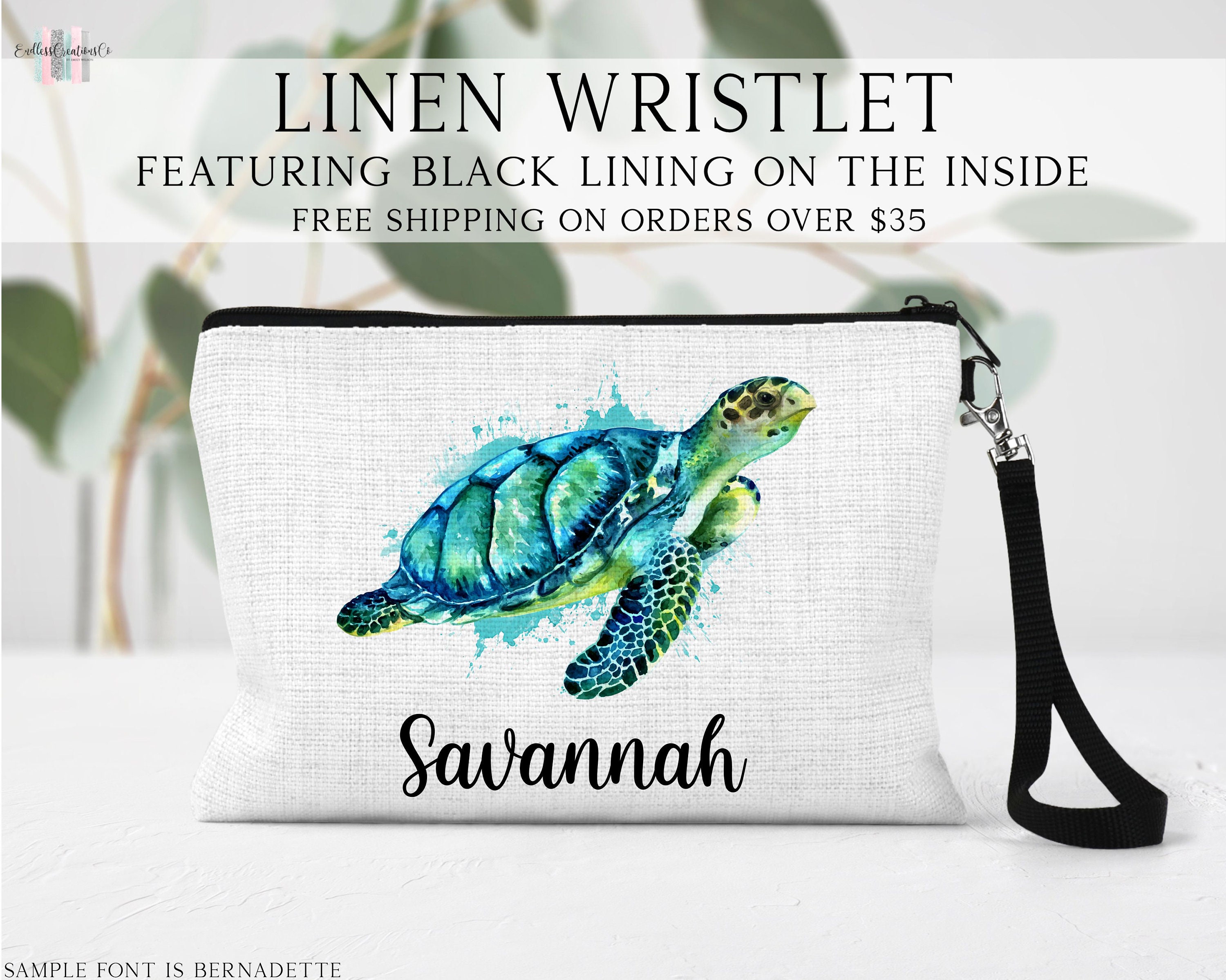 Sea Turtle Cosmetic Bag, Personalized Sea Turtle Makeup Bag, Sea Turtle Makeup Organizer, Toiletry Bag, Zipper Pouch, Sea Turtle Gift
