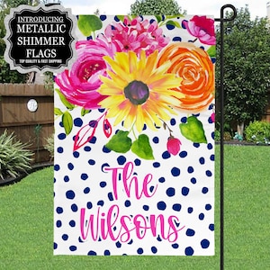 Spring Floral Garden Flag, Summer Garden Flag, Porch Decor, Entry Flag, Yard Decor, Housewarming Gift, Personalized Floral flag, Garden Flag