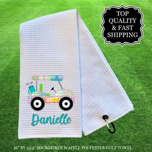 Personalized Golf Cart Towels, Custom Golf Towels For Her, Ladies Golf Towel, Gift For Golfer, Custom Golf Towel, Personalized Golf Gifts Golf Cart 1