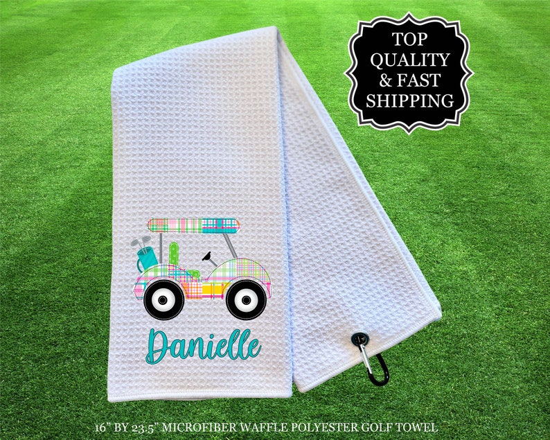 Personalized Golf Cart Towels, Custom Golf Towels For Her, Ladies Golf Towel, Gift For Golfer, Custom Golf Towel, Personalized Golf Gifts Golf Cart 1