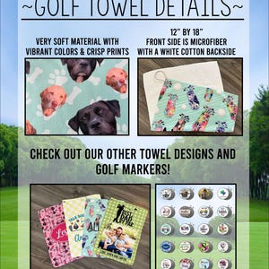 Personalized Photo Golf Towel, Custom Logo Golf Towel, Sports Photo Towel, Custom Image Golf Towel, Golf Event Towel With Logo, Photo Towel image 2