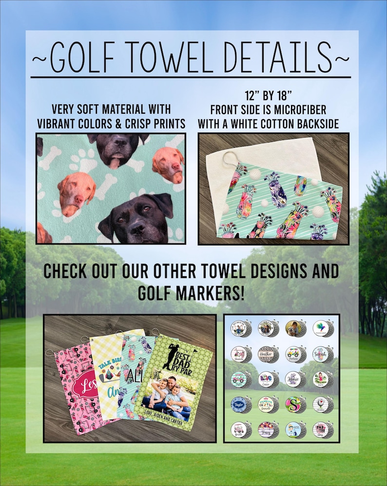 Personalized Photo Golf Towel, Custom Logo Golf Towel, Sports Photo Towel, Custom Image Golf Towel, Golf Event Towel With Logo, Photo Towel image 2