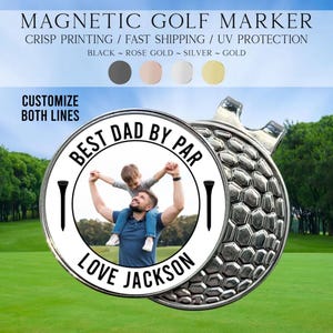 Marcador de golf con foto, marcador de golf "Mejor papá por par", ideas de regalo para el Día del Padre, marcador de golf personalizado, accesorio de golf, marcador de golf personalizado imagen 1